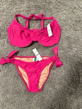 J. Crew Hot Pink Underwire Bikini Underwire Top 32DD